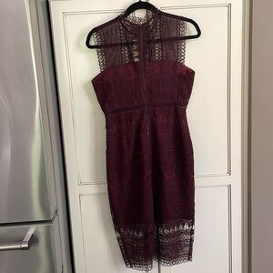 Bardot burgundy body-con dress